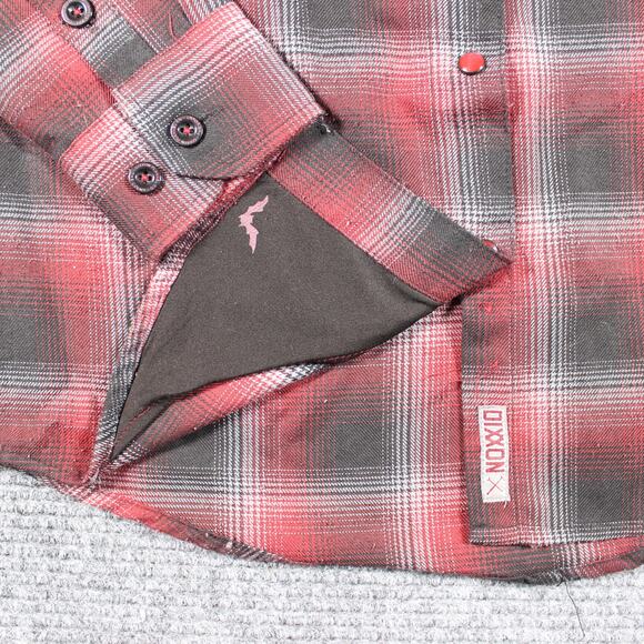 Dixxon Flannel The Count Womens Small Red Black Plaid Pearl Snap - Picture 2 of 9